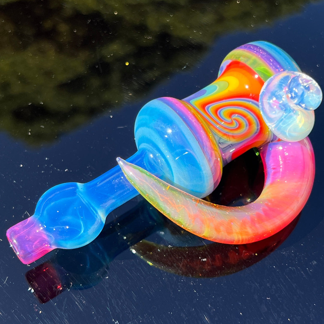 Flatmouth Chill with Horn and Swirls Glass Pipe Chillery Bogart   