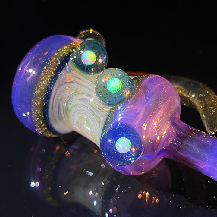 Flatmouth Chill with Horn and Opals Glass Pipe Chillery Bogart   