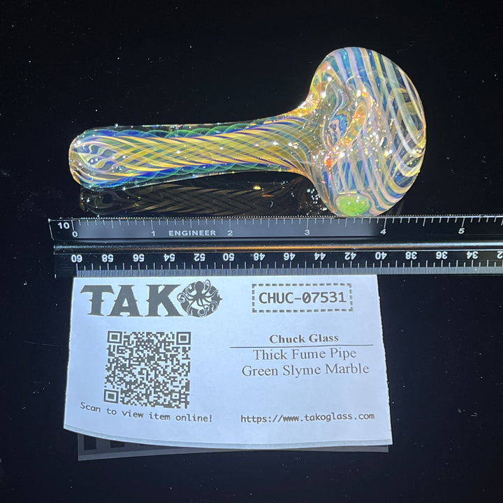 Thick Fume Pipe Green Slyme Marble Glass Pipe Chuck Glass