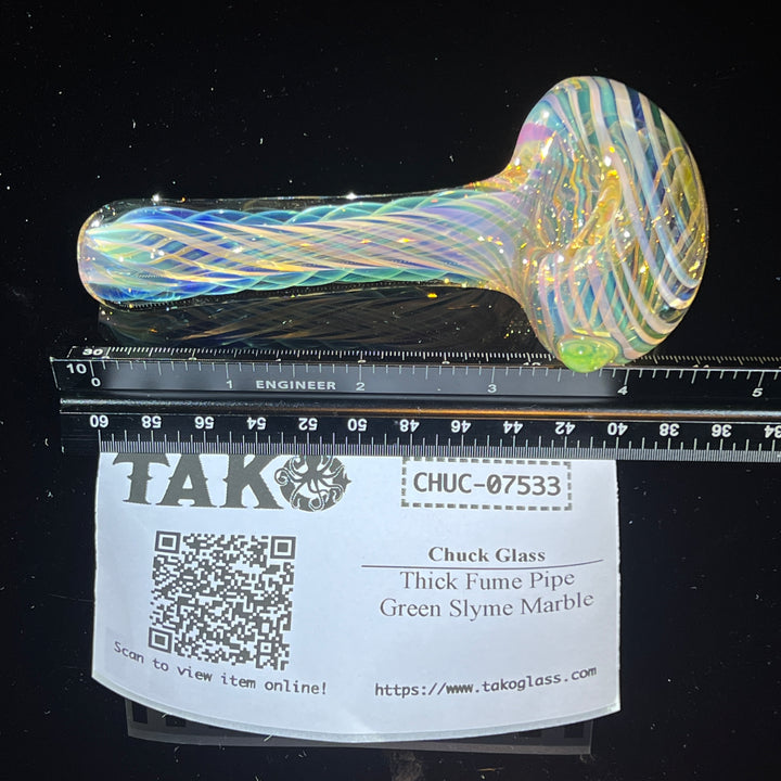 Thick Fume Pipe Green Slyme Marble Glass Pipe Chuck Glass