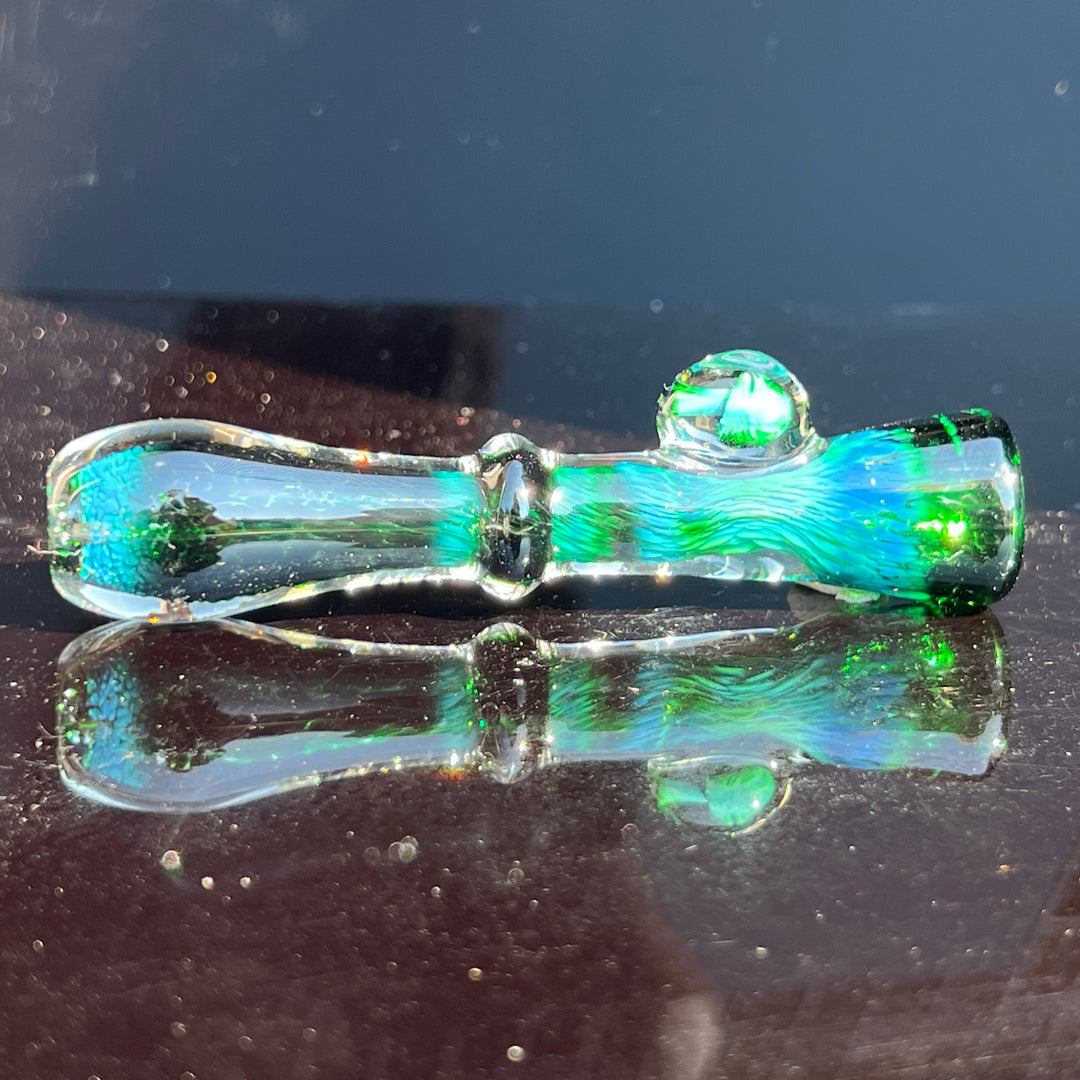 Experimental Green Magic Mushroom Chillum Glass Pipe Beezy Glass   