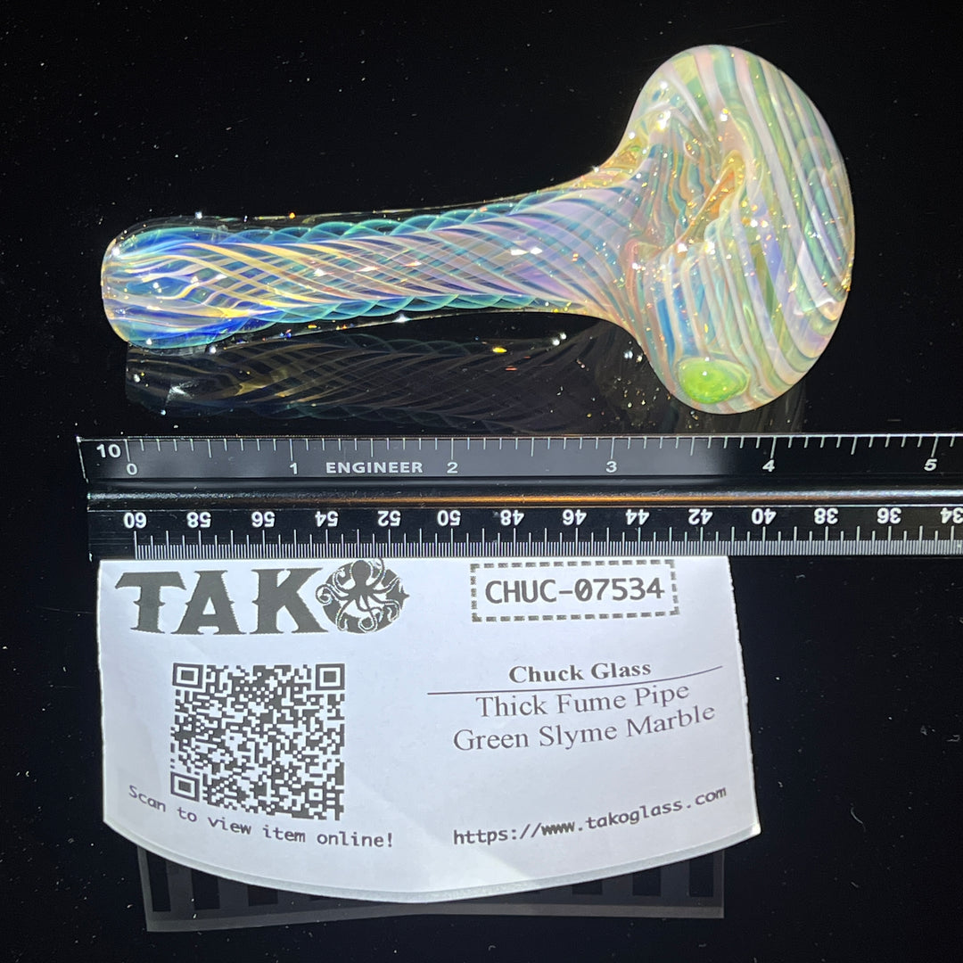 Thick Fume Pipe Green Slyme Marble Glass Pipe Chuck Glass