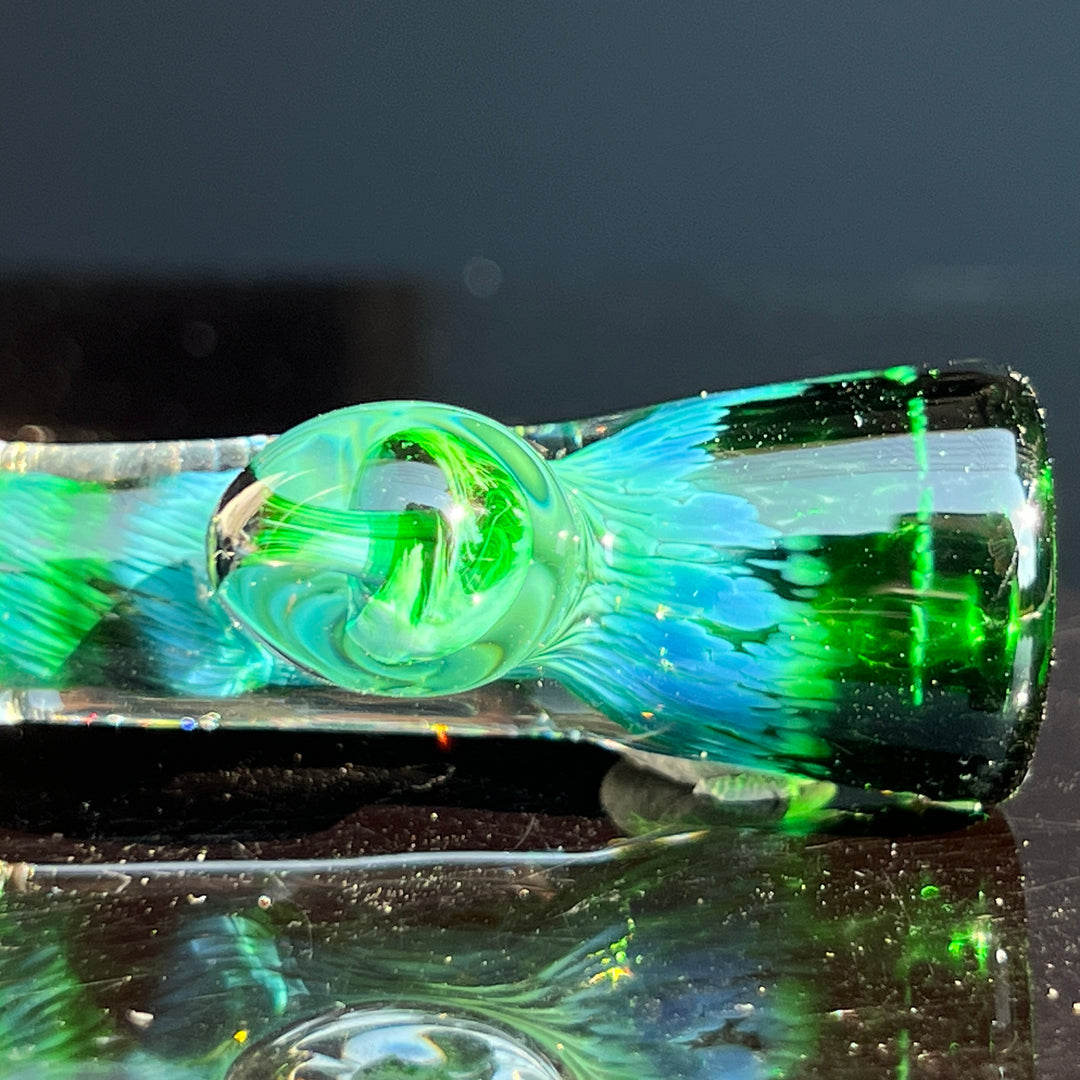 Experimental Green Magic Mushroom Chillum Glass Pipe Beezy Glass   