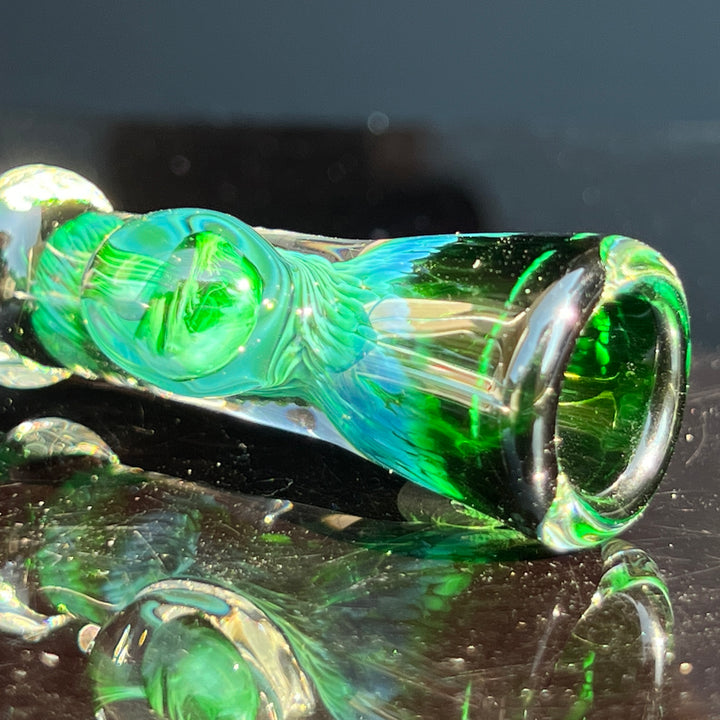 Experimental Green Magic Mushroom Chillum Glass Pipe Beezy Glass   