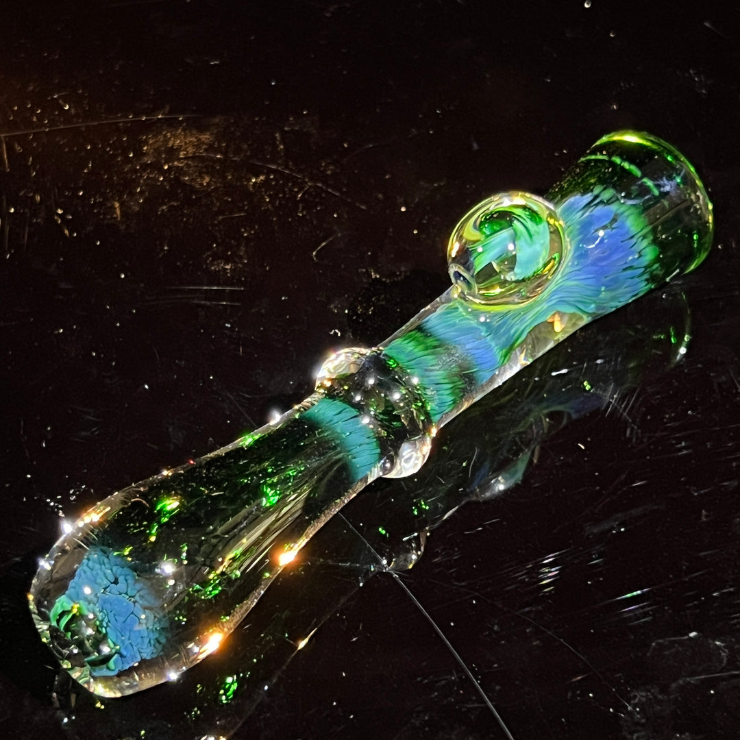 Experimental Green Magic Mushroom Chillum Glass Pipe Beezy Glass   