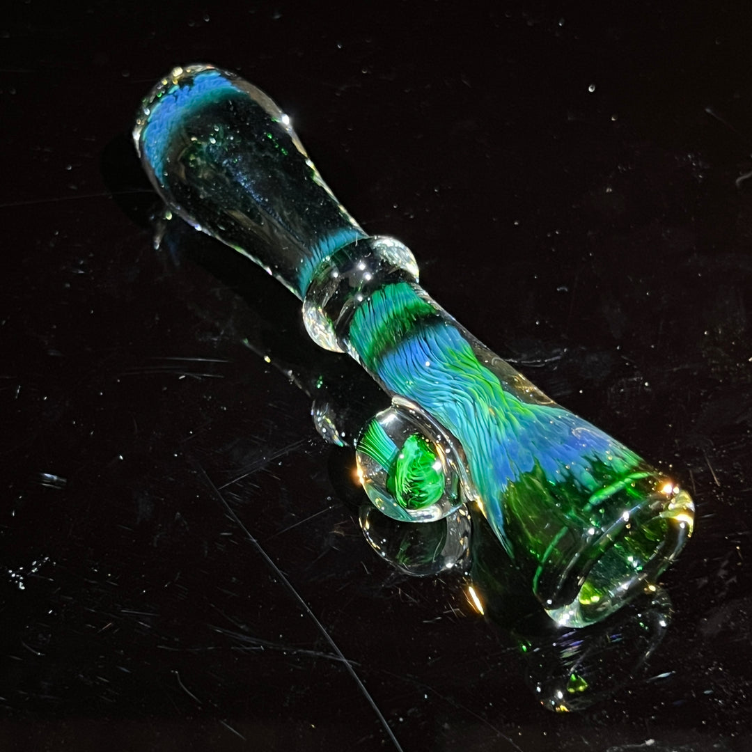 Experimental Green Magic Mushroom Chillum Glass Pipe Beezy Glass   