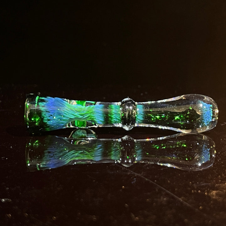 Experimental Green Magic Mushroom Chillum Glass Pipe Beezy Glass   