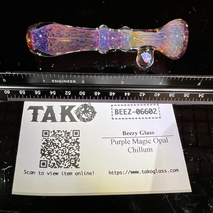 Purple Magic Opal Chillum Glass Pipe Beezy Glass   