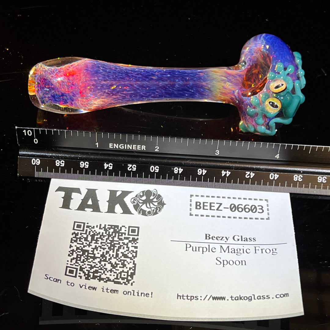 Purple Magic Frog Spoon Glass Pipe Beezy Glass   