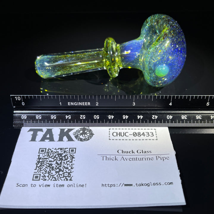 Thick Aventurine Pipe + Ryot Headcase Combo Glass Pipe Chuck Glass