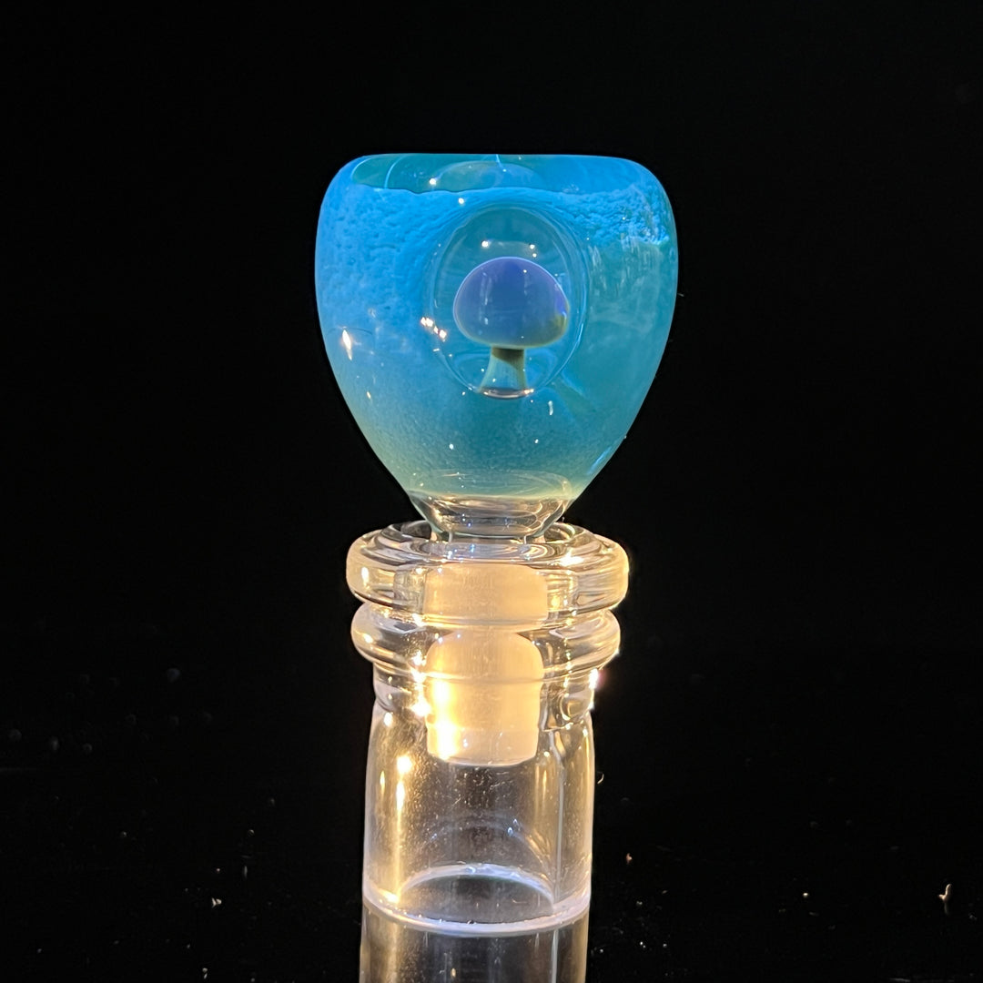 14 mm Teal Mushroom PullSlide Accessory Beezy Glass   