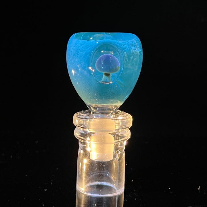 14 mm Teal Mushroom PullSlide Accessory Beezy Glass   