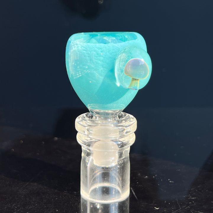 14 mm Teal Mushroom PullSlide Accessory Beezy Glass   