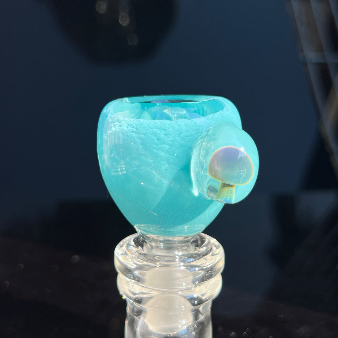 14 mm Teal Mushroom PullSlide Accessory Beezy Glass   