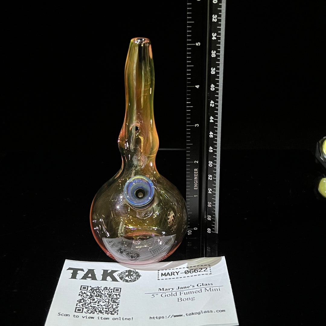 5" Gold Fumed Mini Bong Glass Pipe Mary Jane's Glass   