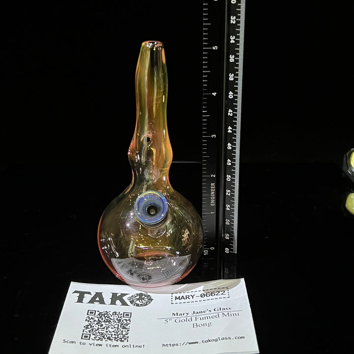 5" Gold Fumed Mini Bong Glass Pipe Mary Jane's Glass   