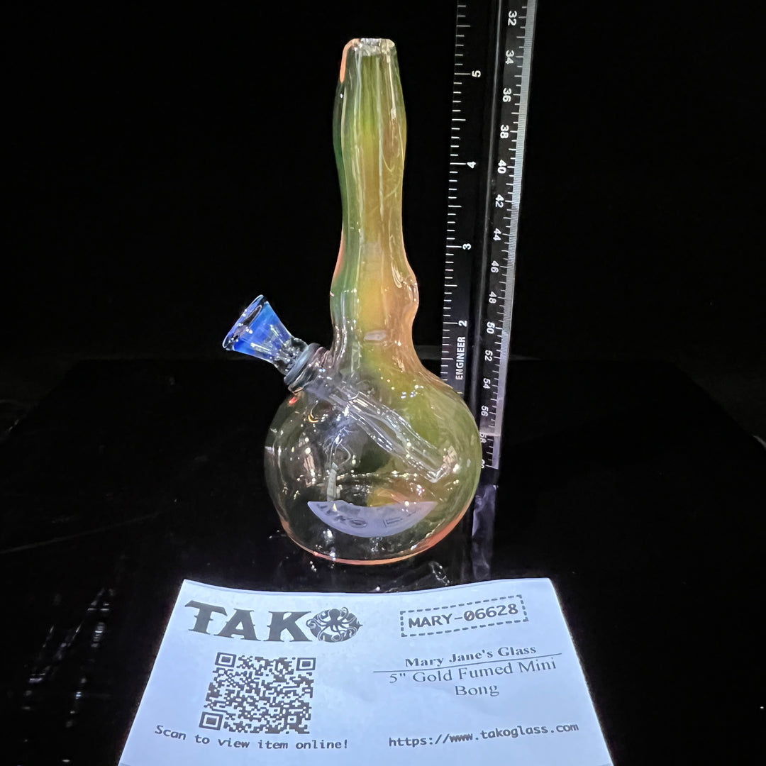 5" Gold Fumed Mini Bong Glass Pipe Mary Jane's Glass   