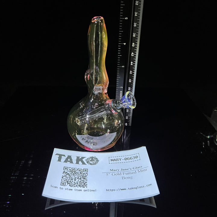 5" Gold Fumed Mini Bong Glass Pipe Mary Jane's Glass   