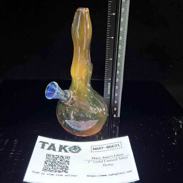 5" Gold Fumed Mini Bong Glass Pipe Mary Jane's Glass   