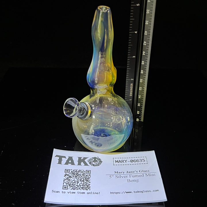 5" Silver Fumed Mini Bong Glass Pipe Mary Jane's Glass   