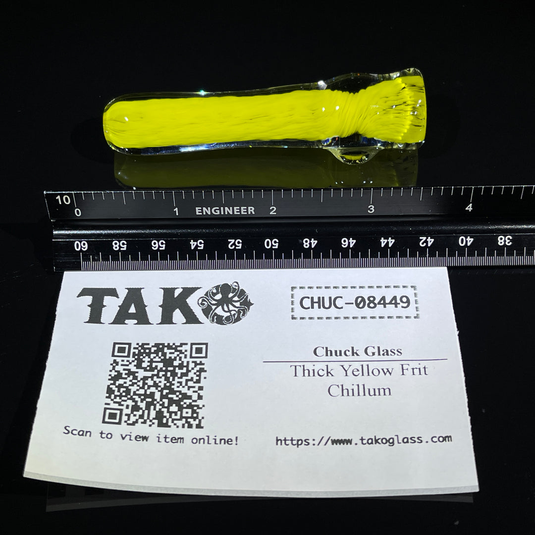 Thick Yellow Frit Chillum Glass Pipe Chuck Glass