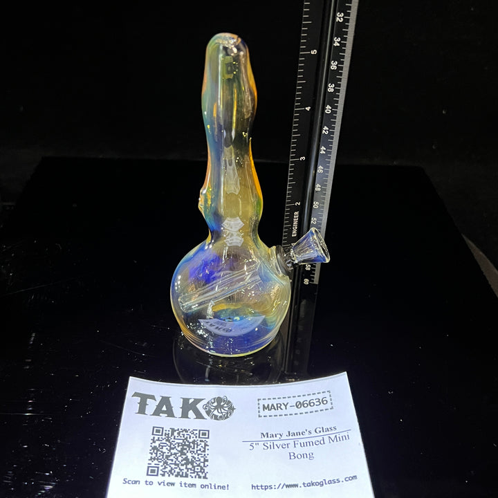 5" Silver Fumed Mini Bong Glass Pipe Mary Jane's Glass   