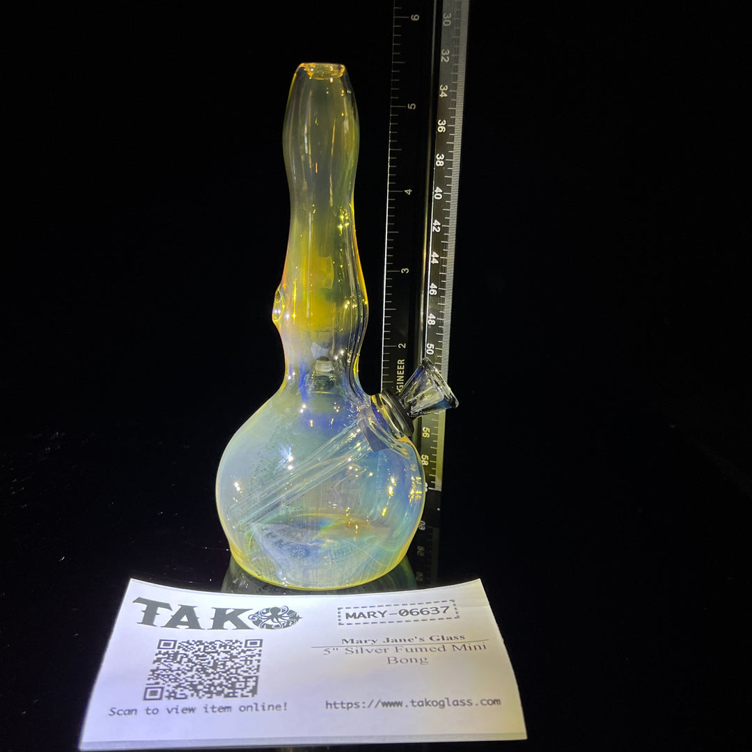 5" Silver Fumed Mini Bong Glass Pipe Mary Jane's Glass   