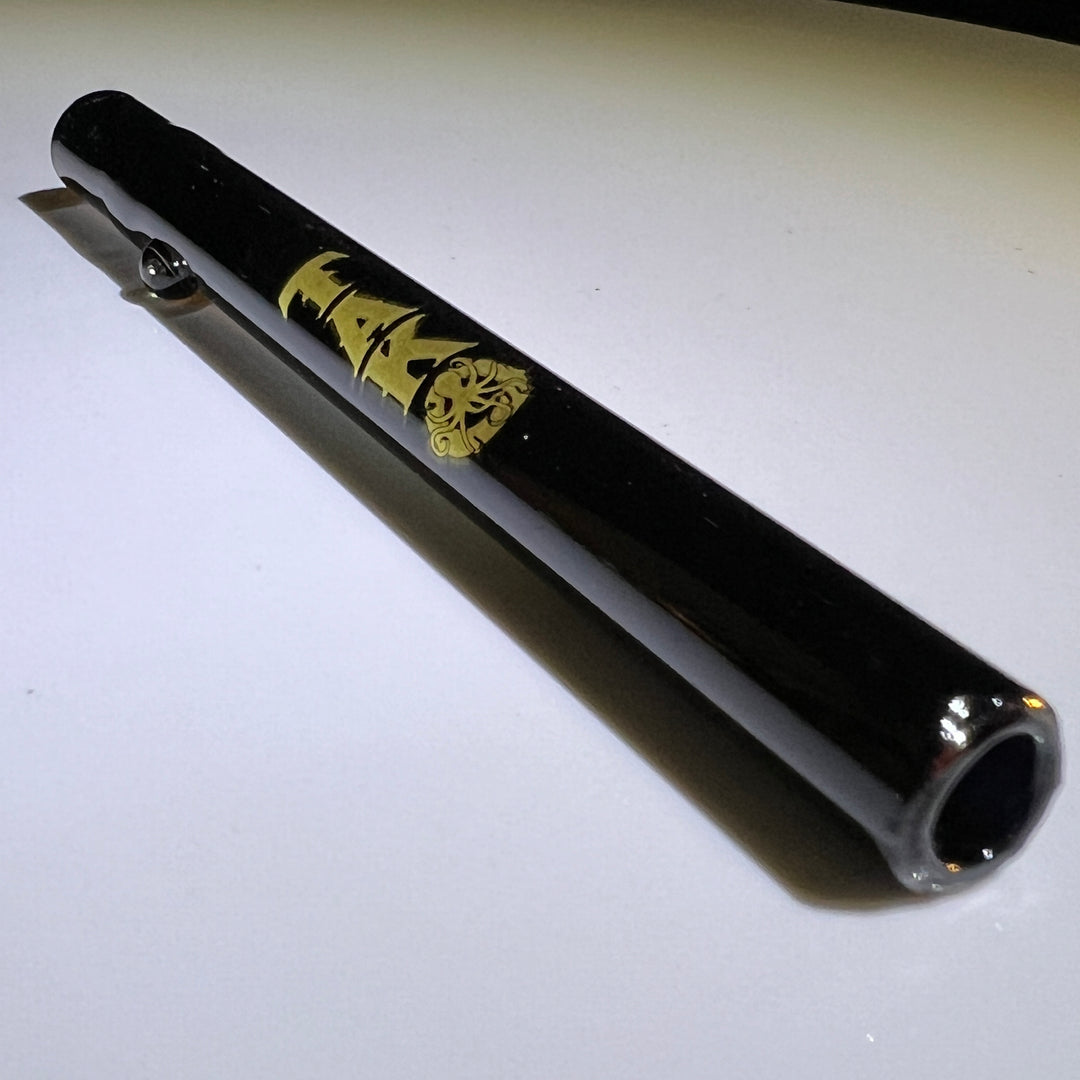 Tako Glass Xtra Long Chillum Black and Gold Glass Pipe Tako Glass   