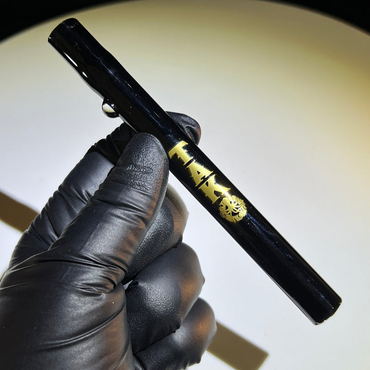 Tako Glass Xtra Long Chillum Black and Gold Glass Pipe Tako Glass   