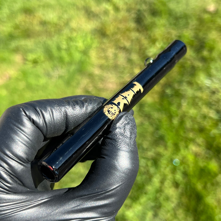 Tako Glass Xtra Long Chillum Black and Gold Glass Pipe Tako Glass   