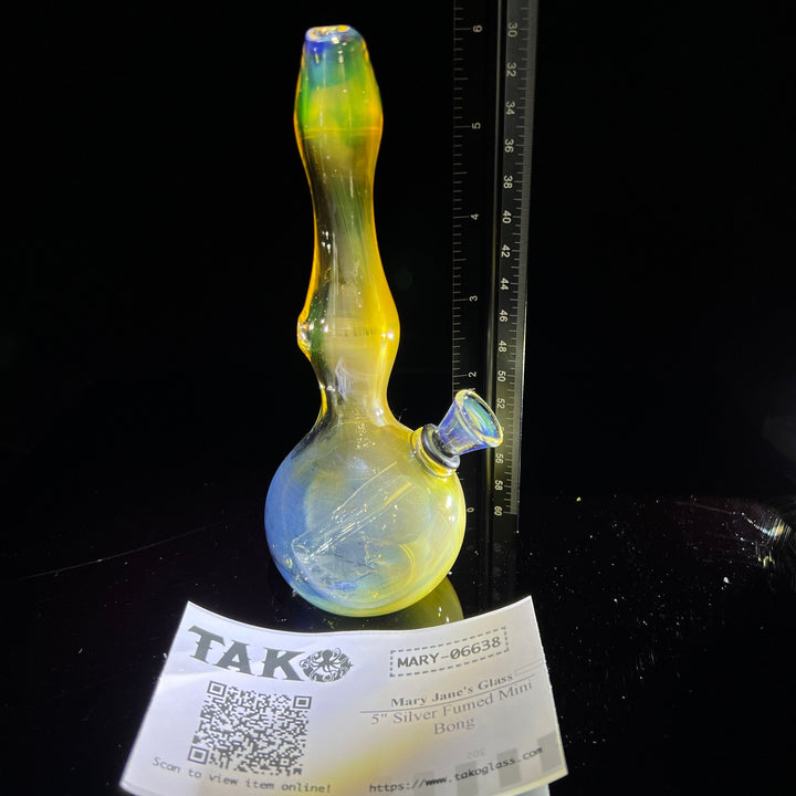 5" Silver Fumed Mini Bong Glass Pipe Mary Jane's Glass   