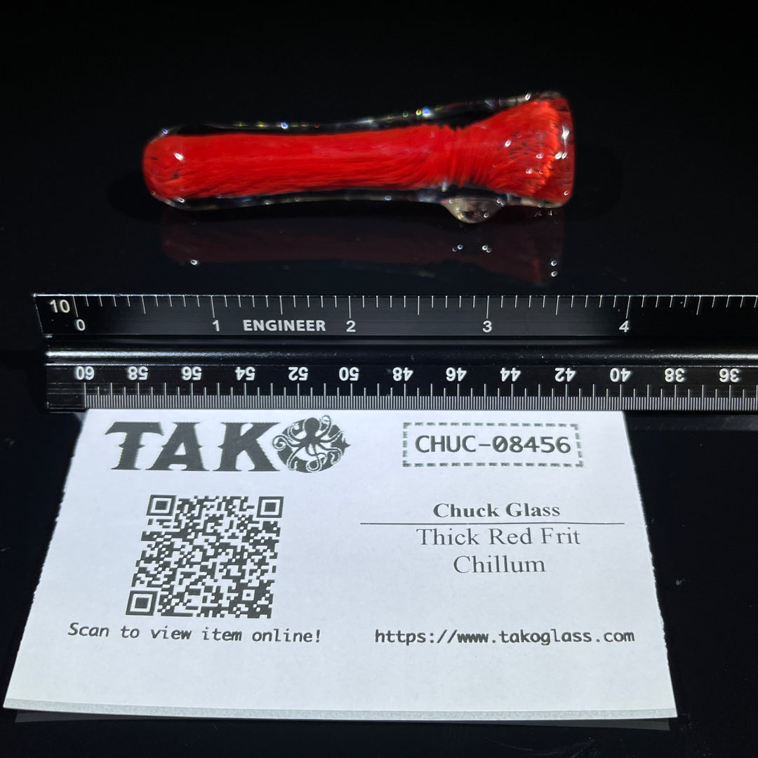 Thick Red Frit Chillum Glass Pipe Chuck Glass