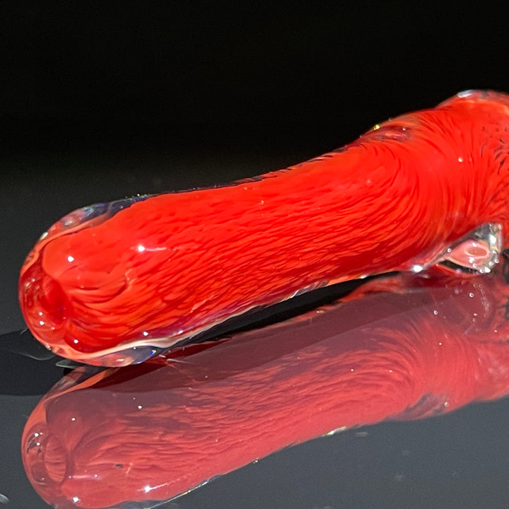 Thick Red Frit Chillum Glass Pipe Chuck Glass