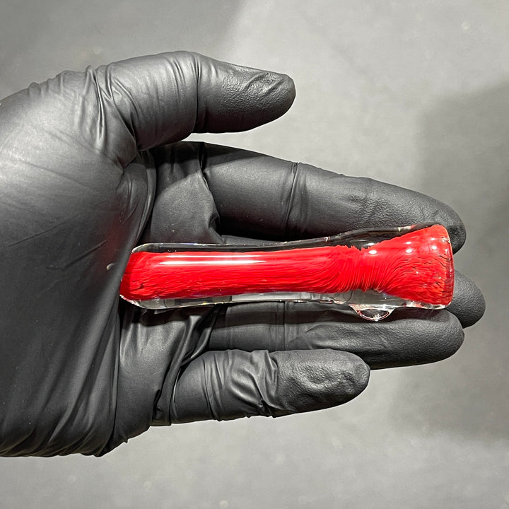 Thick Red Frit Chillum Glass Pipe Chuck Glass