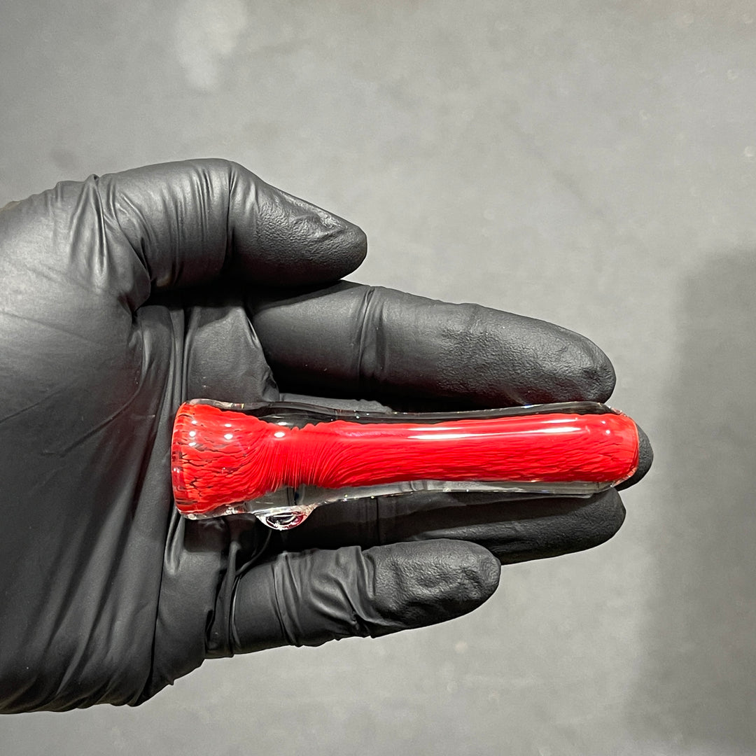 Thick Red Frit Chillum Glass Pipe Chuck Glass