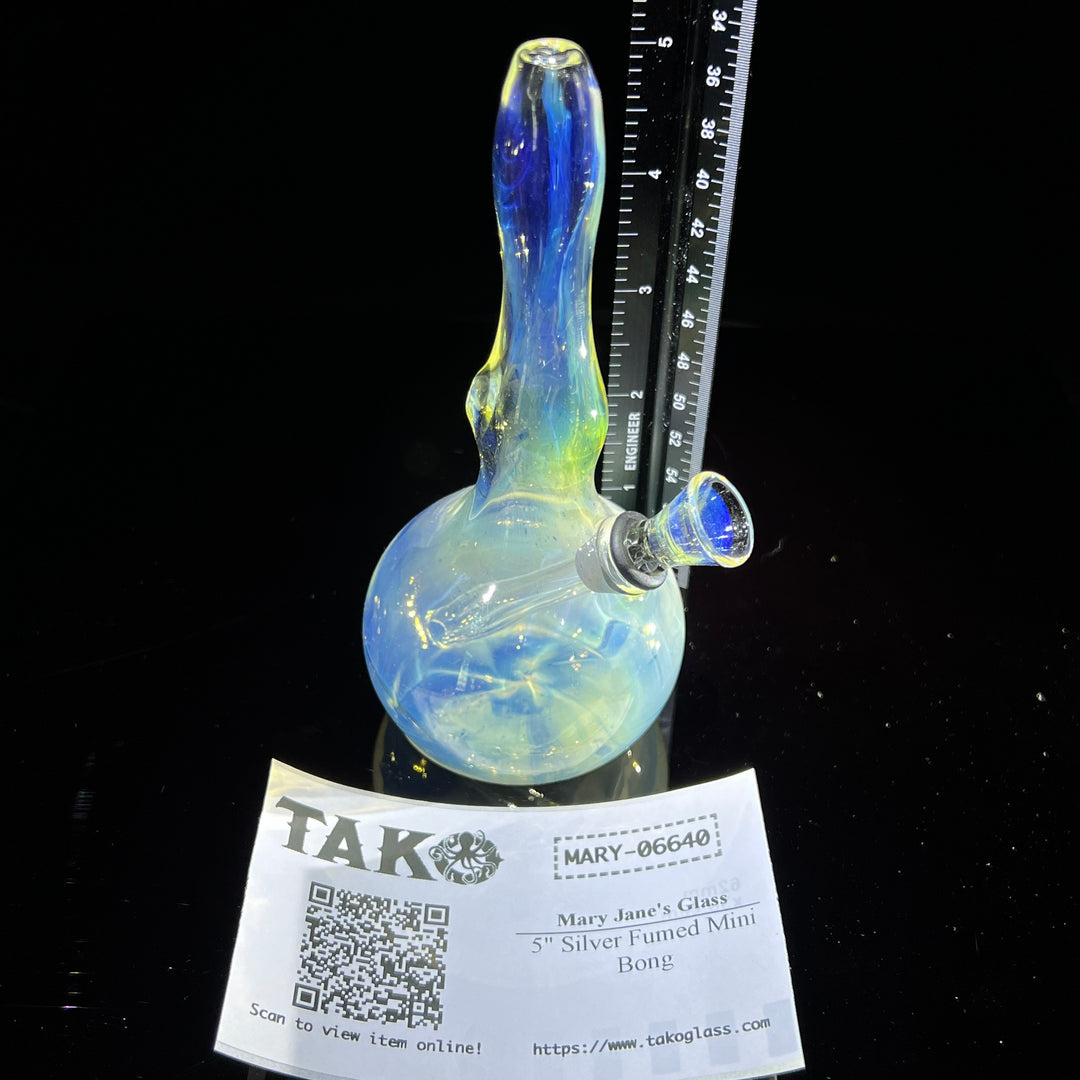 5" Silver Fumed Mini Bong Glass Pipe Mary Jane's Glass   