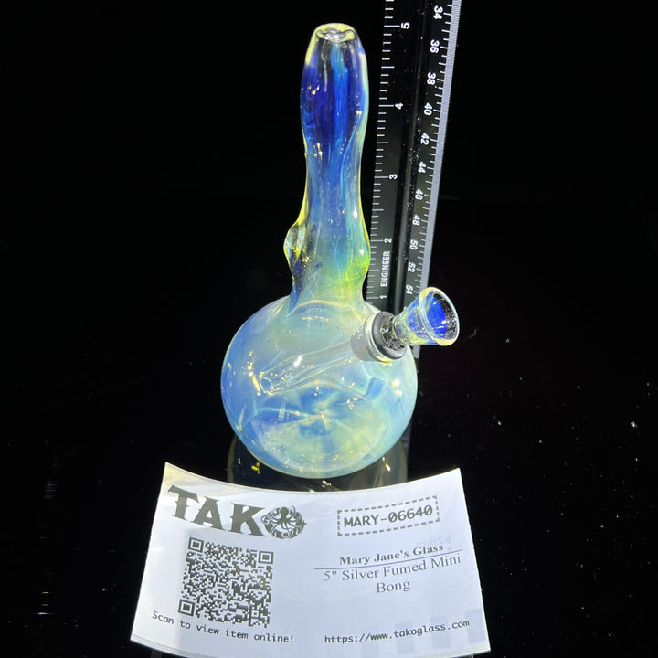 5" Silver Fumed Mini Bong Glass Pipe Mary Jane's Glass   