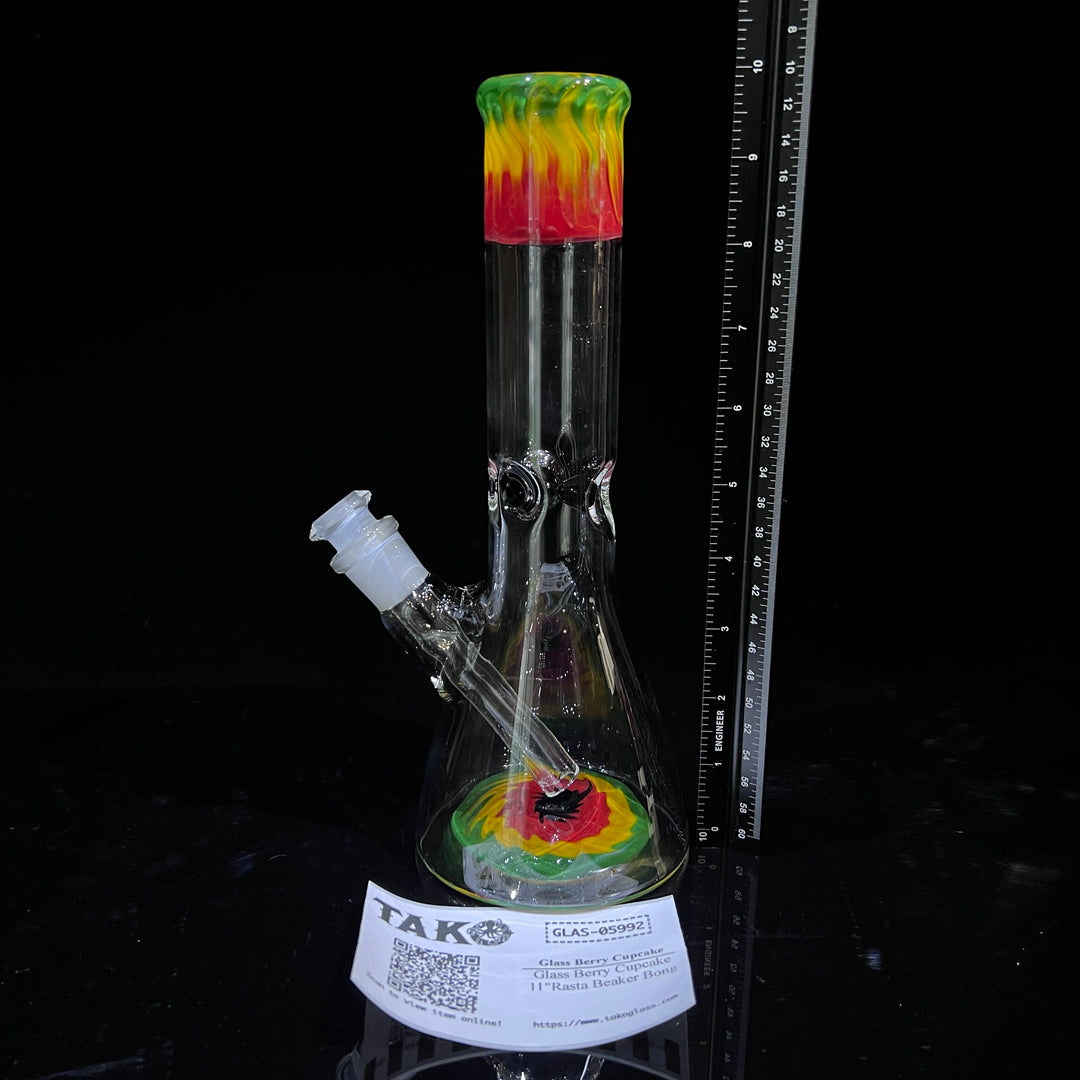 Glass Berry Cupcake 11"Rasta Beaker Bong Glass Pipe Glass Berry Cupcake   