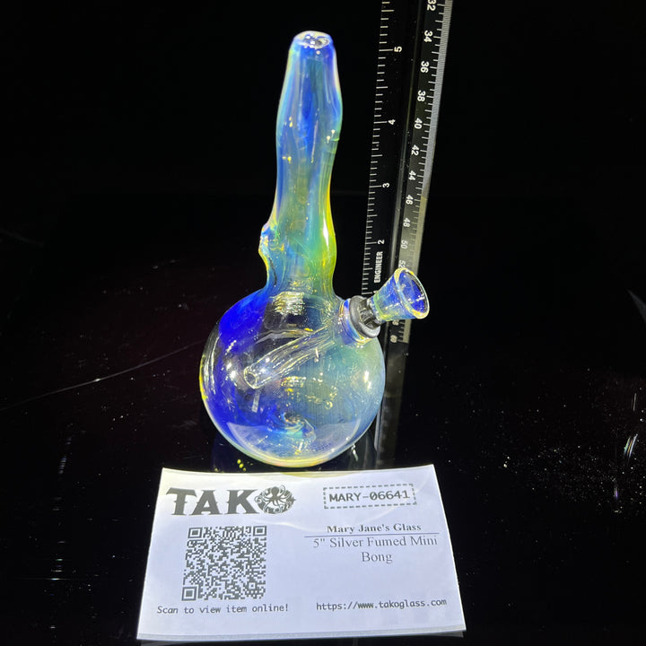 5" Silver Fumed Mini Bong Glass Pipe Mary Jane's Glass   