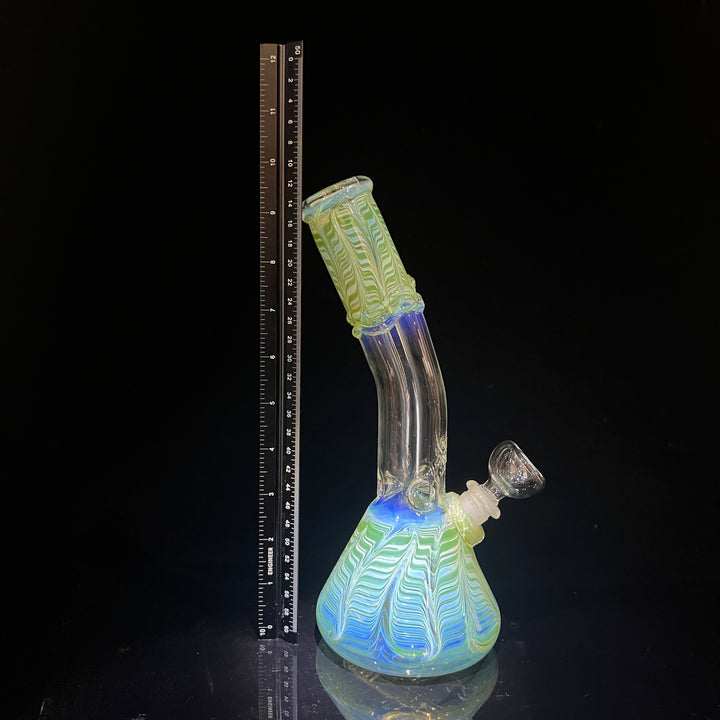 10" Fumed Bent Neck Beaker Bong Glass Pipe Mary Jane's Glass   