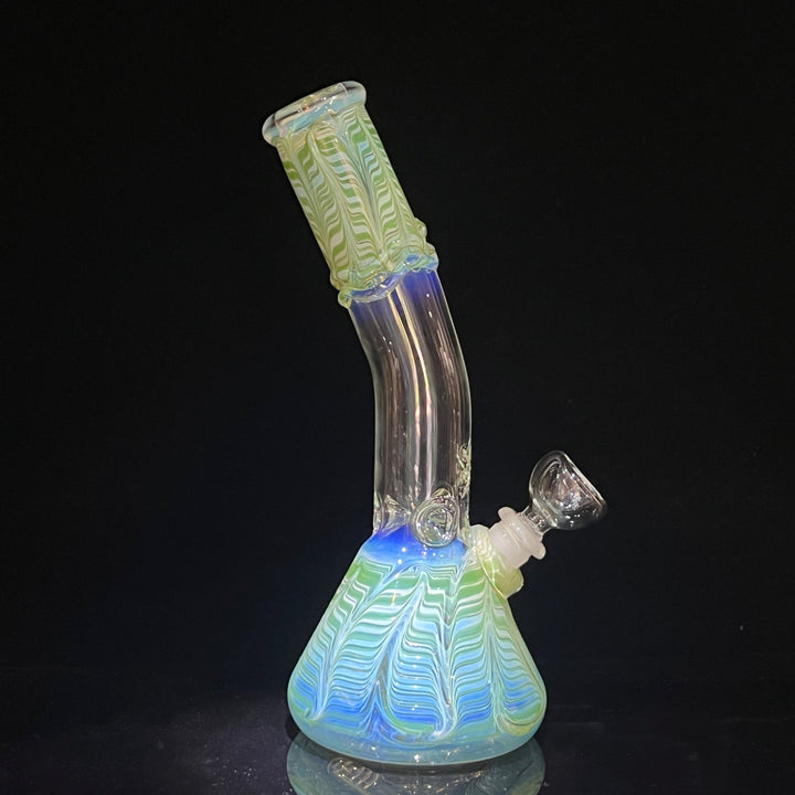 10" Fumed Bent Neck Beaker Bong Glass Pipe Mary Jane's Glass   