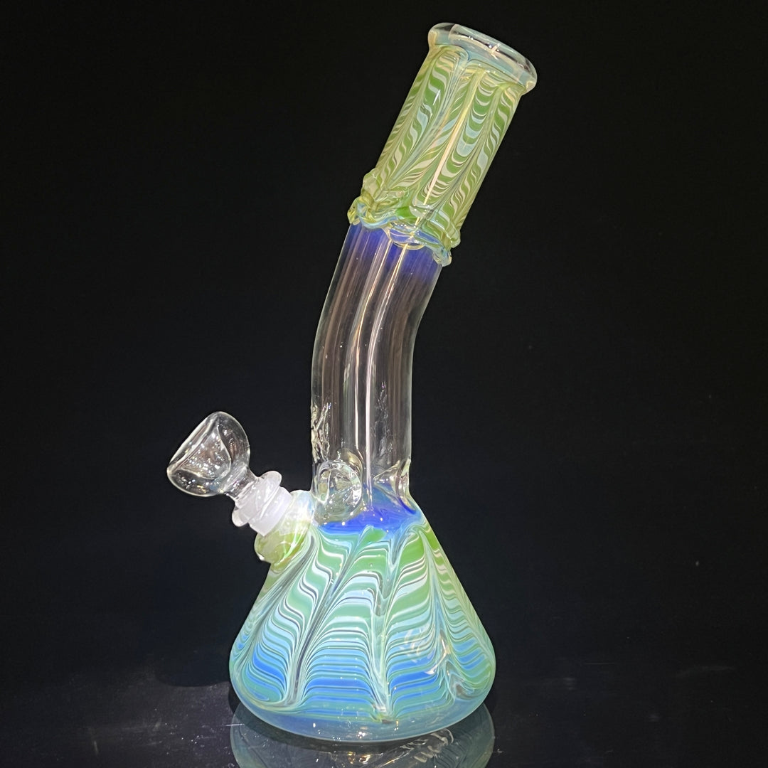 10" Fumed Bent Neck Beaker Bong Glass Pipe Mary Jane's Glass   