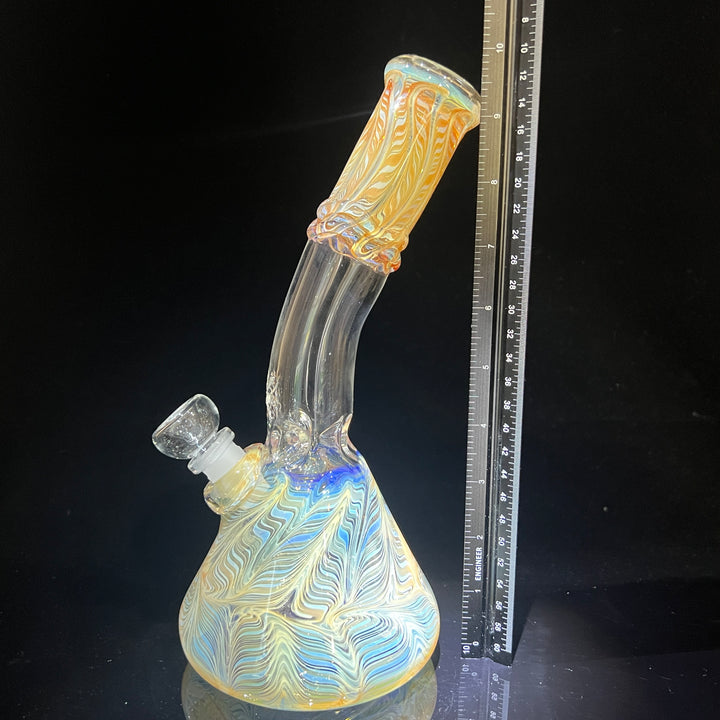 10" Fumed Bent Neck Beaker Bong Glass Pipe Mary Jane's Glass   