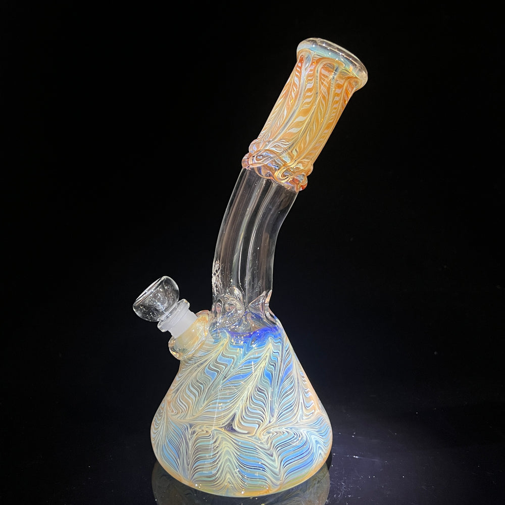 10" Fumed Bent Neck Beaker Bong Glass Pipe Mary Jane's Glass   