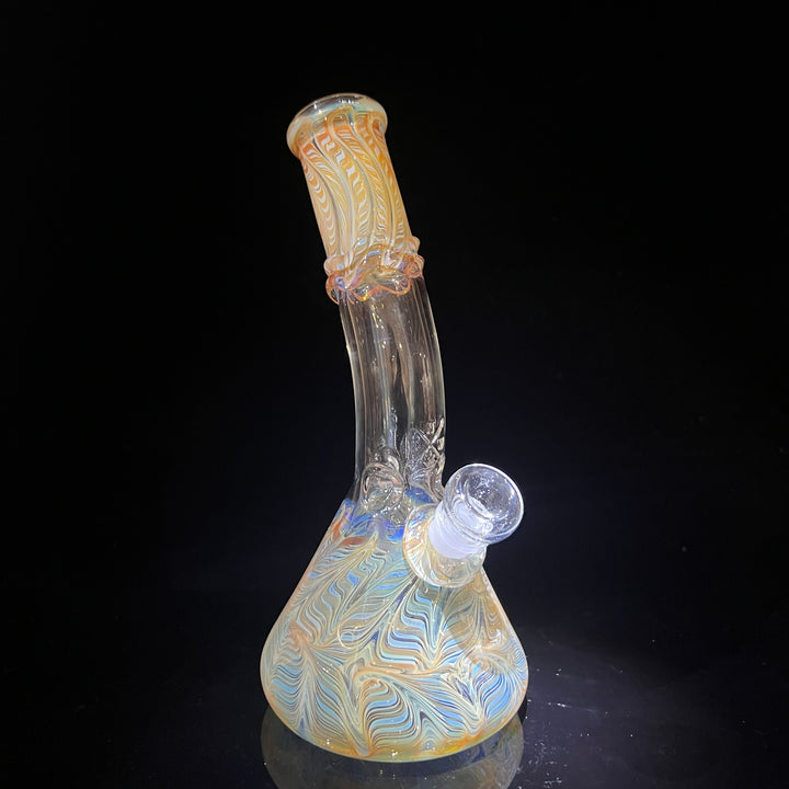 10" Fumed Bent Neck Beaker Bong Glass Pipe Mary Jane's Glass   