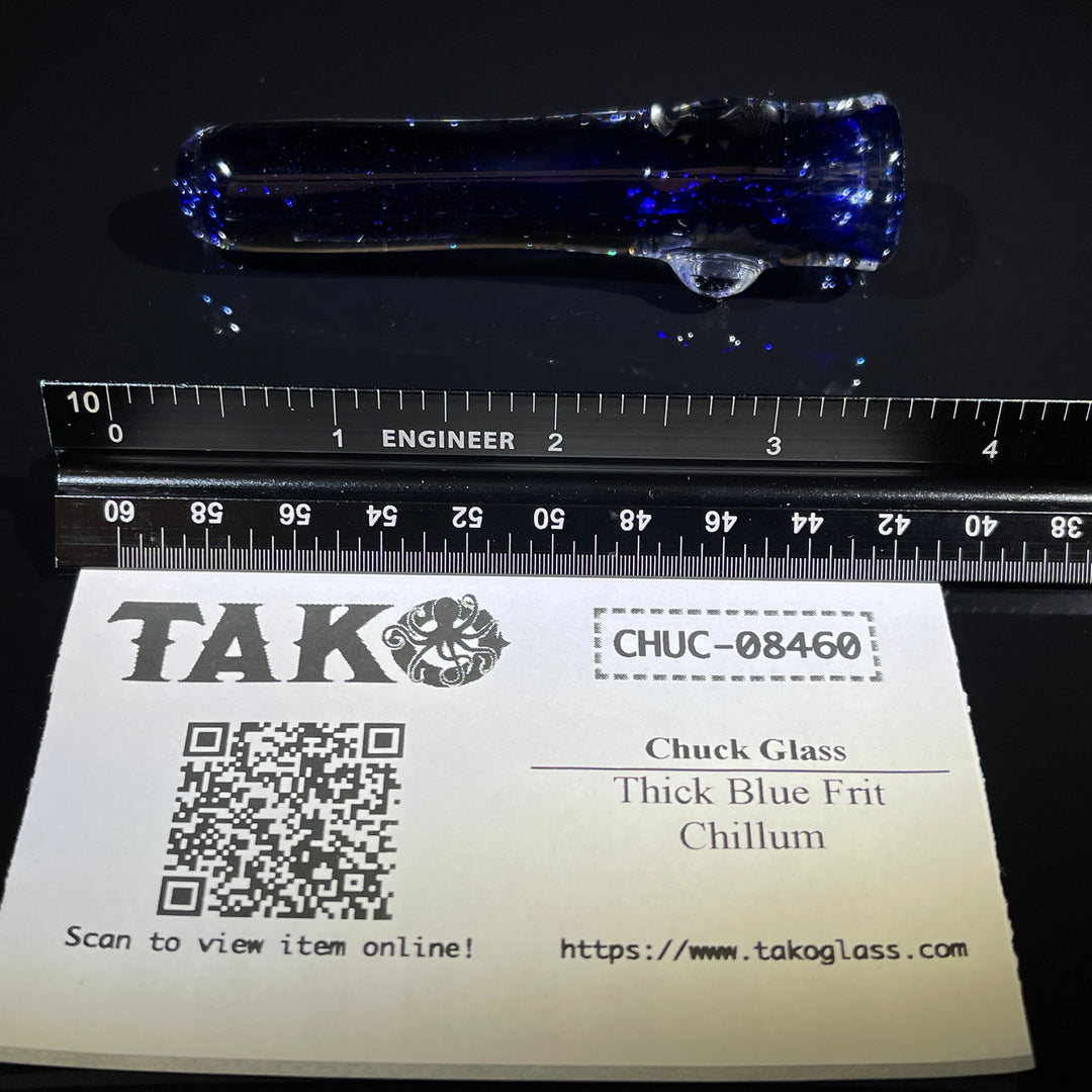 Thick Blue Frit Chillum Glass Pipe Chuck Glass