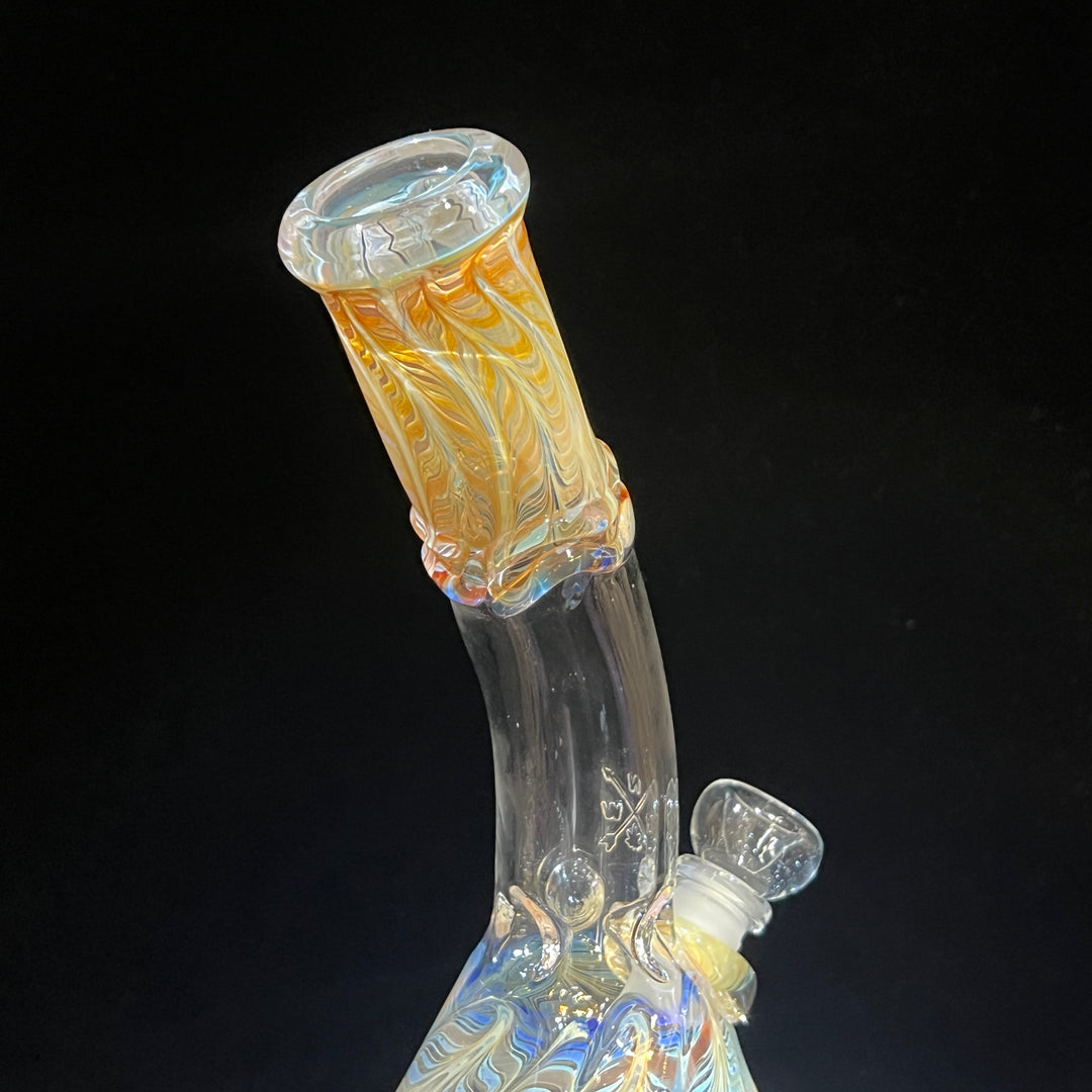 10" Fumed Bent Neck Beaker Bong Glass Pipe Mary Jane's Glass   