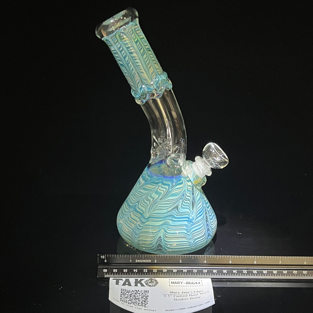 9.5" Fumed Bent Neck Beaker Bong Glass Pipe Mary Jane's Glass   