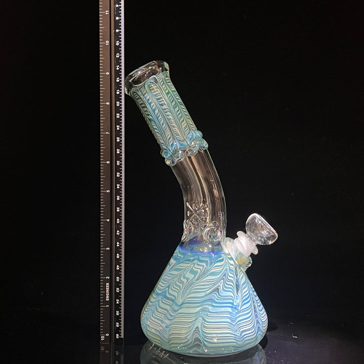 9.5" Fumed Bent Neck Beaker Bong Glass Pipe Mary Jane's Glass   