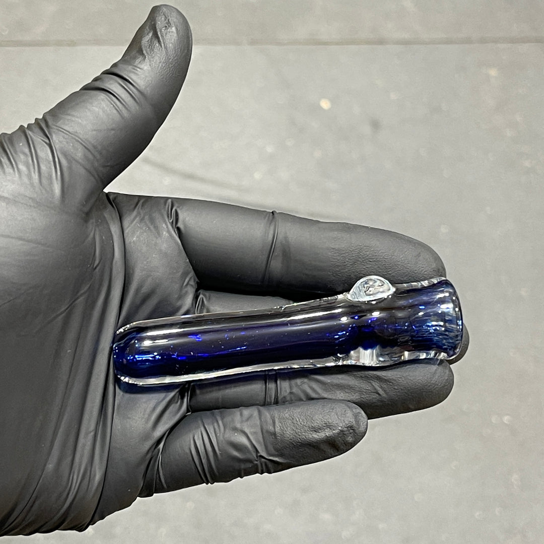 Thick Blue Frit Chillum Glass Pipe Chuck Glass